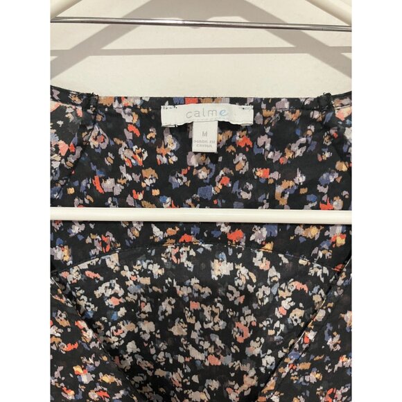 Calme By Johnny Was Women's V-Neck Floral Dress, Navy Multi, Medium - Picture 2 of 3